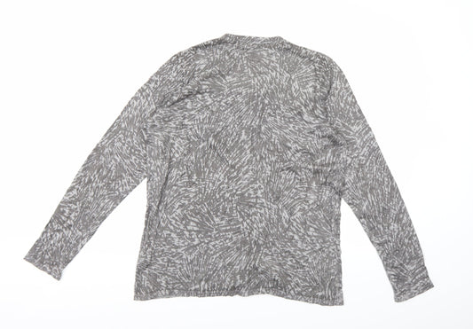Bonmarché Womens Grey Geometric Knit Cardigan Jumper Size M