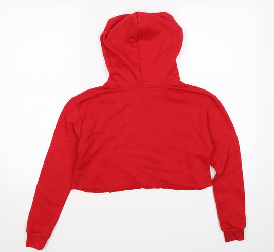 New Look Girls Red Jersey Pullover Hoodie Size 10-11 Years - new york. cropped