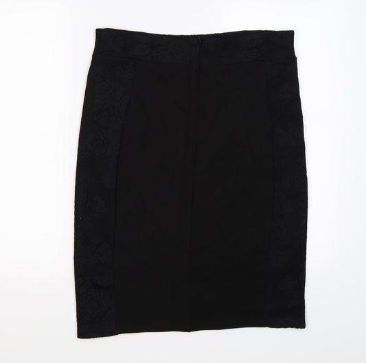 Oasis Womens Black Floral Straight & Pencil Skirt Size L - lace floral trim