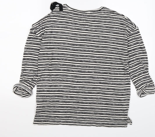 Papaya Womens Grey Striped Pullover Jumper Size 12 - one cold shoulder
