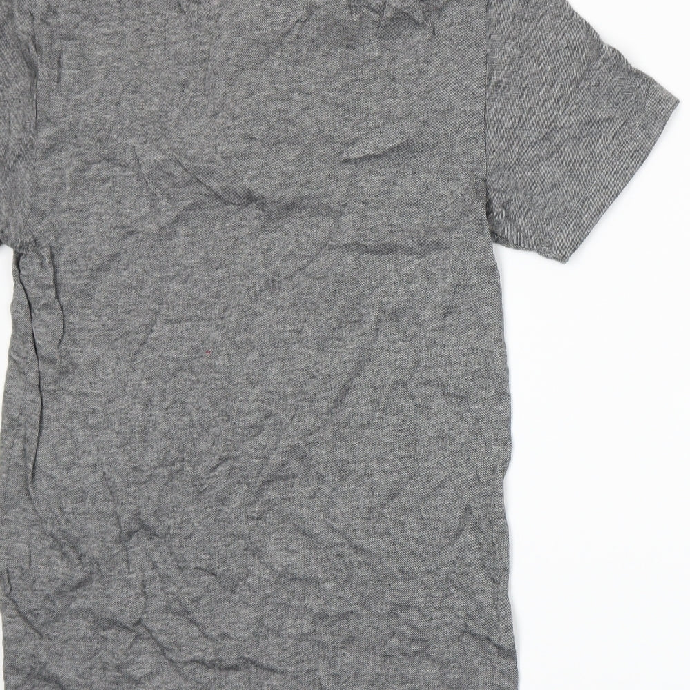 Brand and care label for Next men’s grey polo, size XS