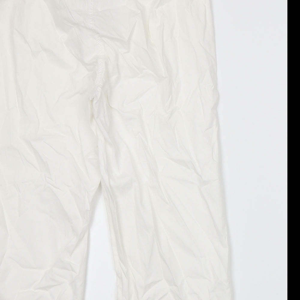 Brand and care label for Anthology women’s white trousers, size UK 14