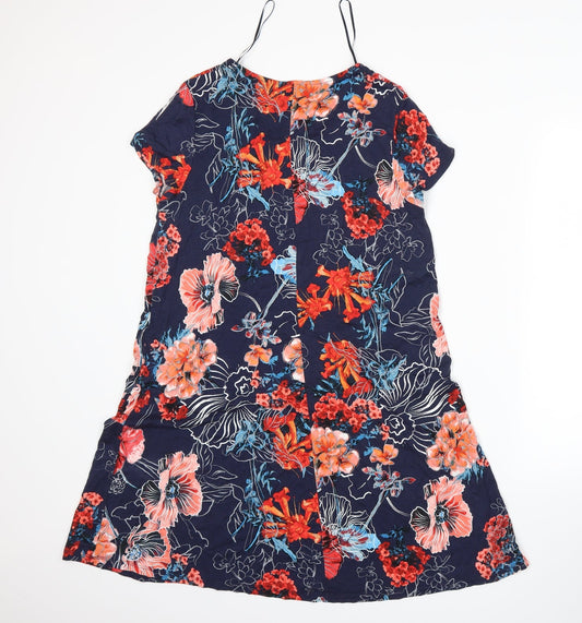 TU Womens Blue Floral A-Line Size 12