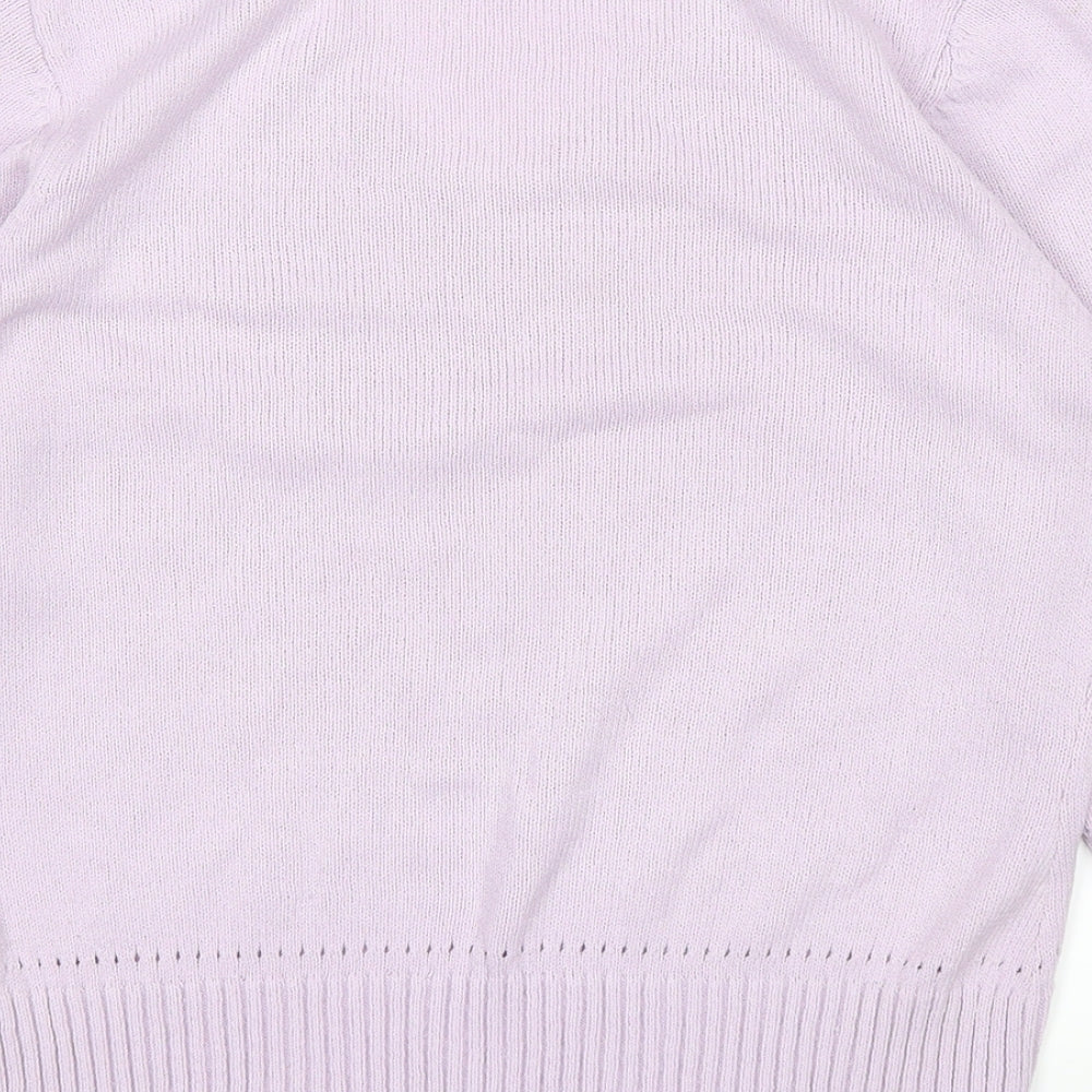 Brand and care label for MINUTE women’s purple jumper, size UK 12