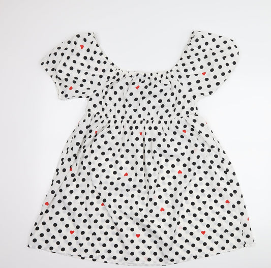 Wednesday's girl Womens White Polka Dot Shift Size L