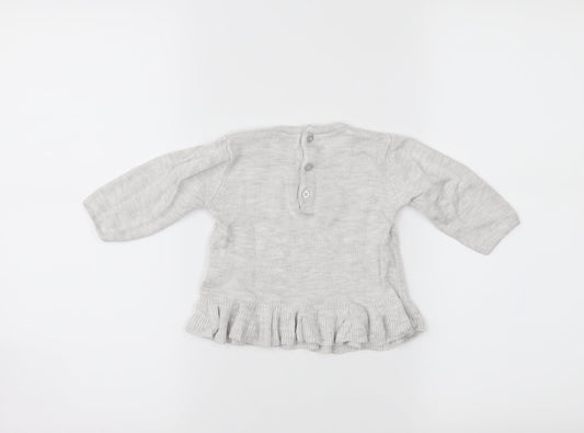 Kiabi Girls Grey Pullover Jumper Size 6-9 Months