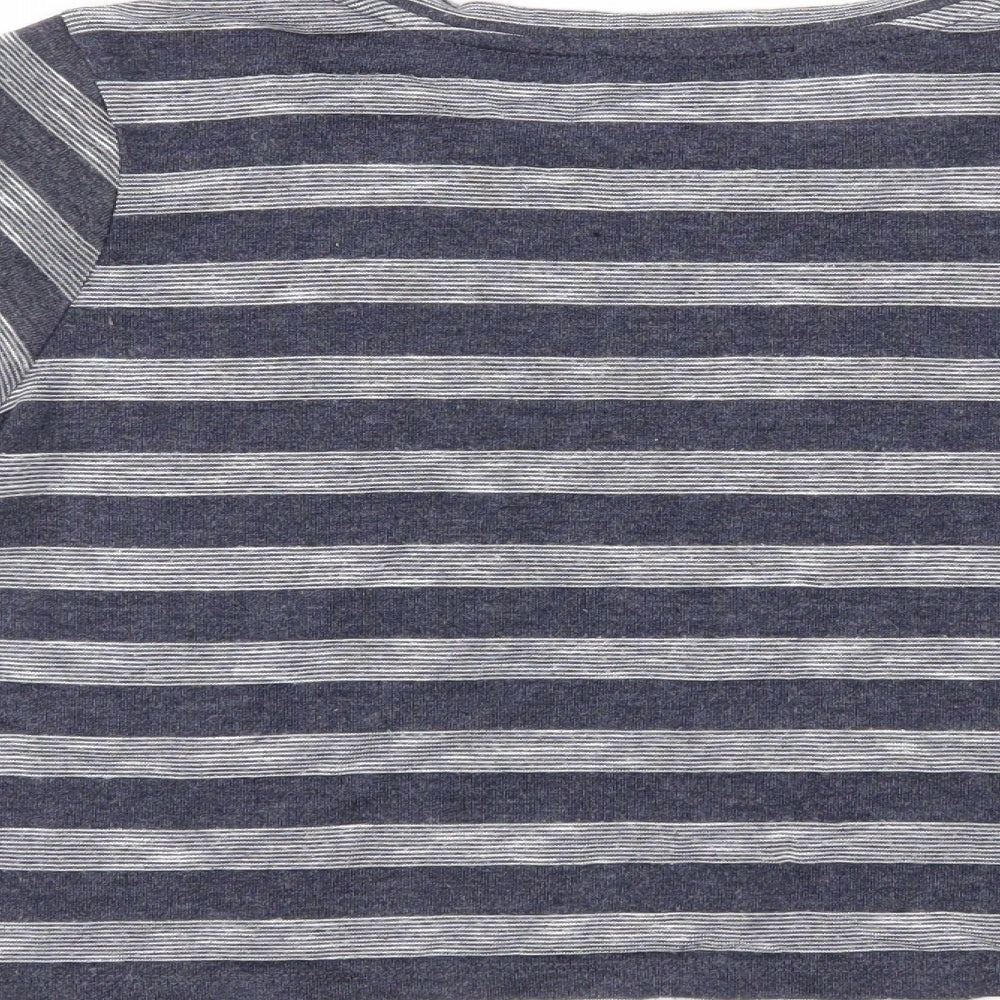 FOREVER 21 Womens Blue Striped Cropped T-Shirt Size M