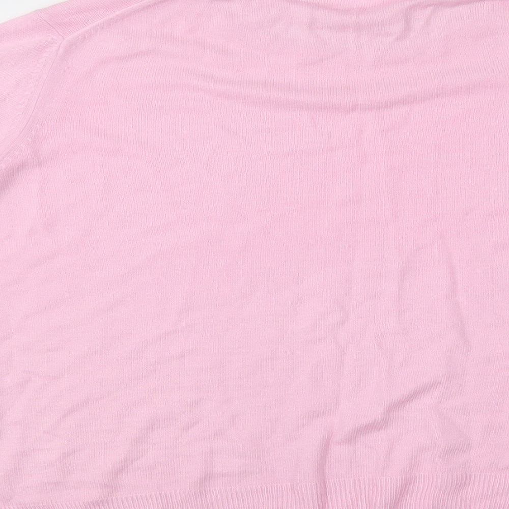 Brand and care label for Marks & Spencer women’s pink jumper, size UK 18