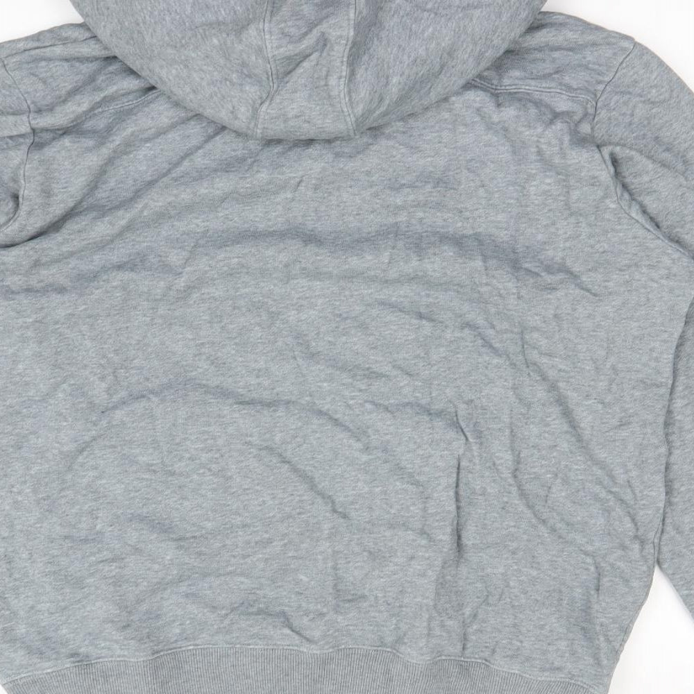 Brand and care label for Swell basics women’s grey pullover hoodie, size M