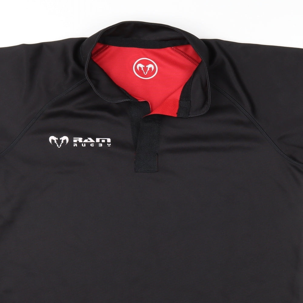 RAM Mens Black Striped Polo Size S