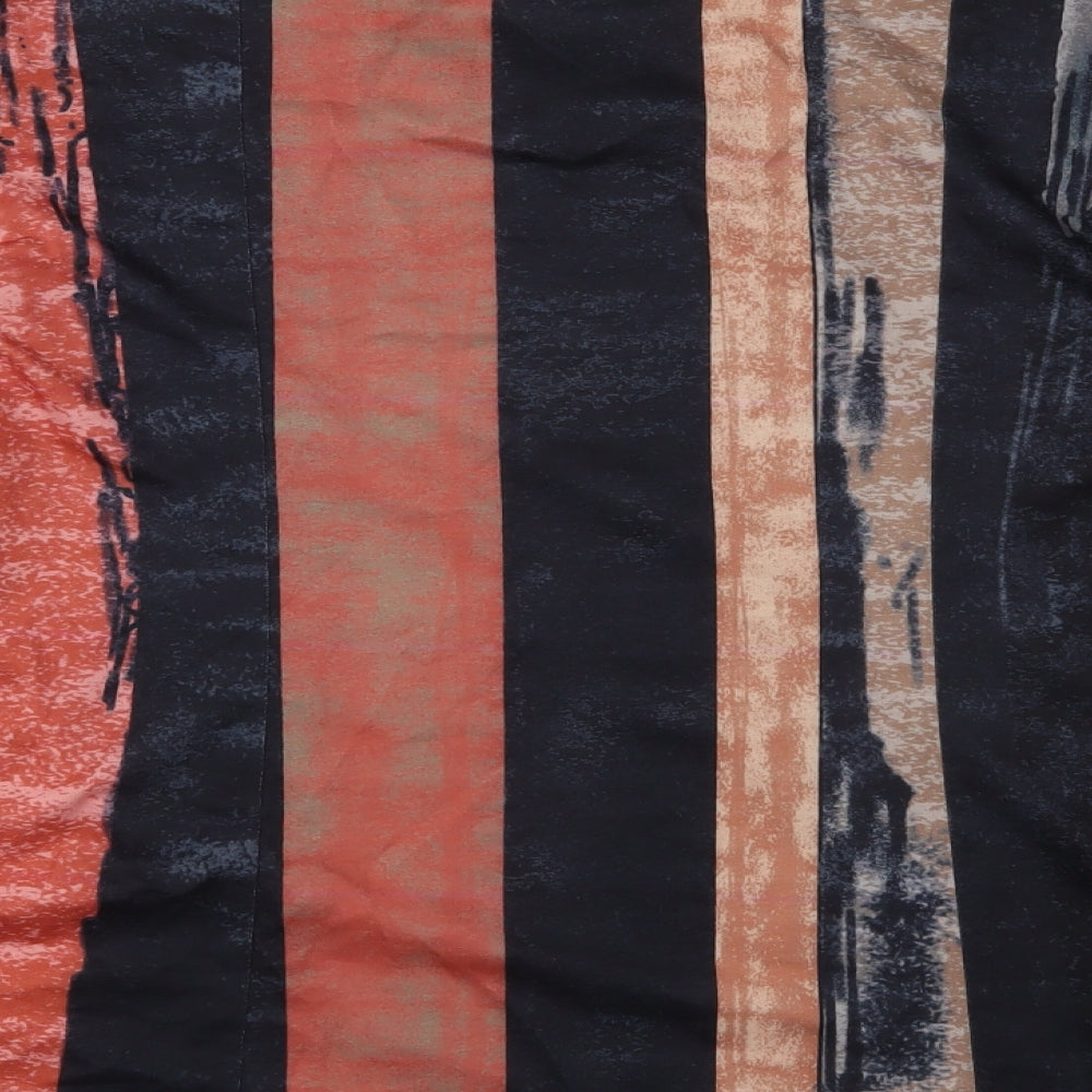 Brand and care label for Exclusive women’s orange striped basic t-shirt, size L