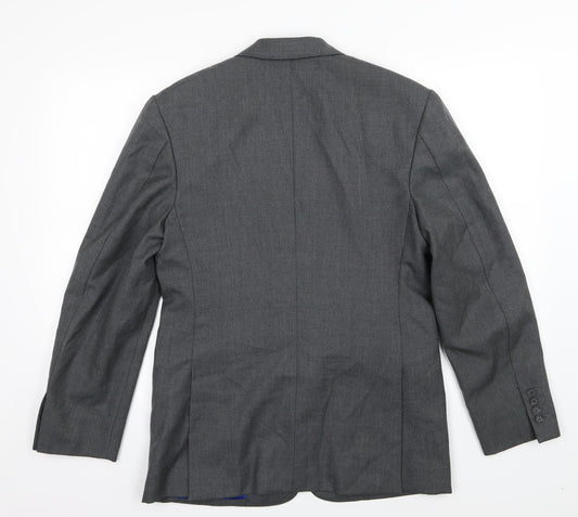 Preworn Mens Grey Rayon Jacket Suit Jacket Size 36