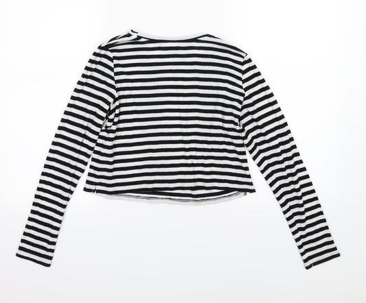 Divided by H&M Womens Black Striped Knit Pullover Jumper Size 10