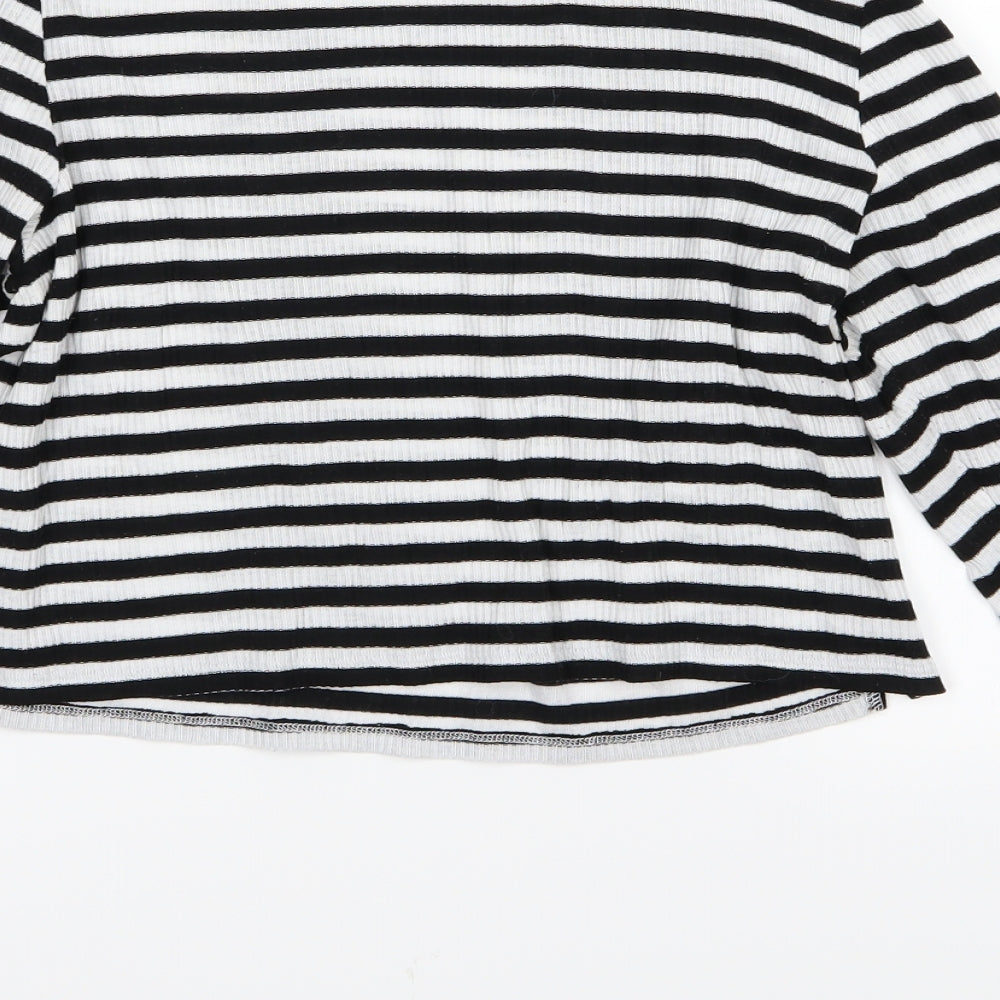 Divided by H&M Womens Black Striped Knit Pullover Jumper Size 10