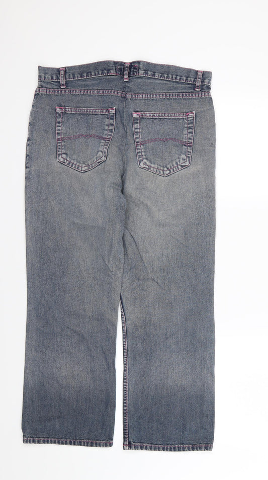 DNM Womens Blue Denim Straight Jeans Size 14 L25 in - Short Leg