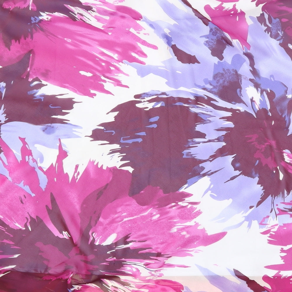 Brand and care label for Victoria Layne women’s pink floral flare skirt, size UK 34, in