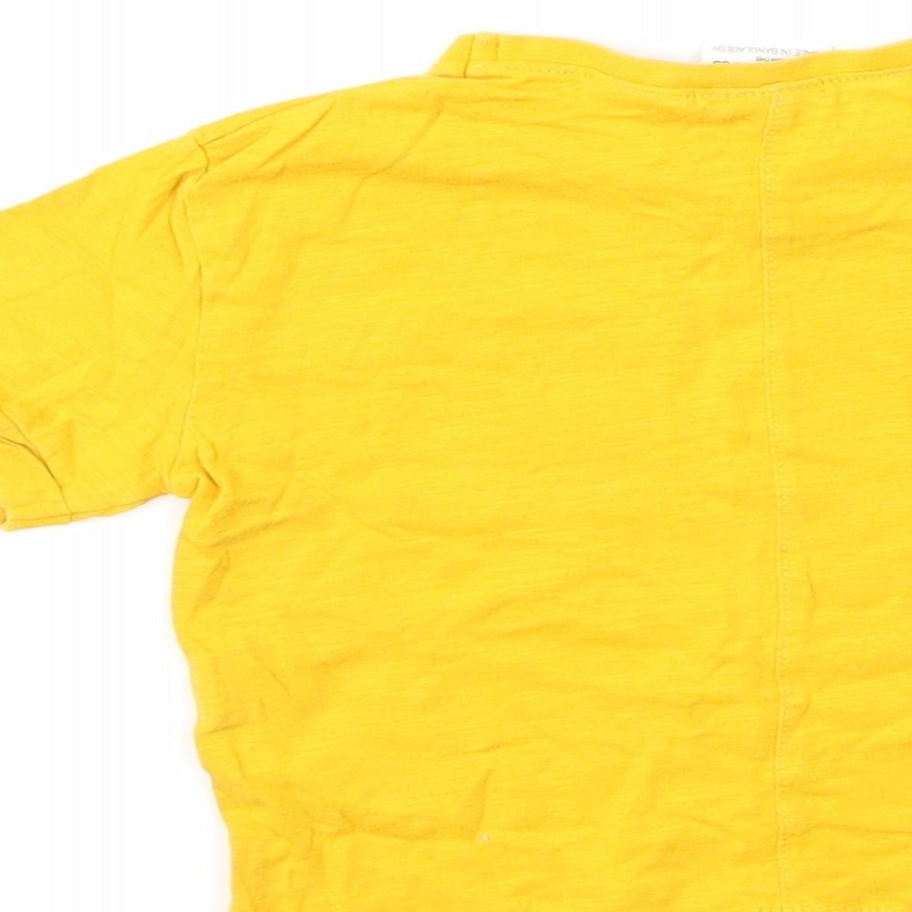 Brand and care label for Zara Baby Yellow Basic T-Shirt, size 12, Months