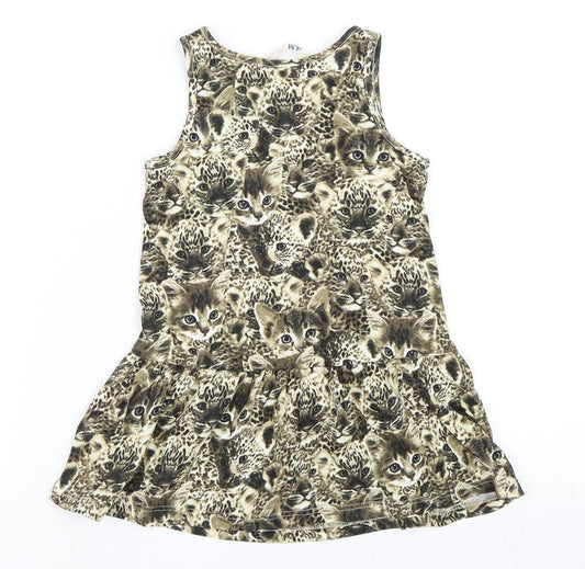 H&M Girls Beige Shift Size 18-24 Months - Cat Dress