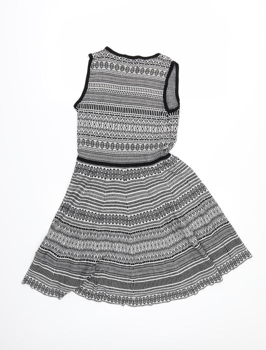 Cynthia Rowley Womens Grey Geometric Skater Dress Size S