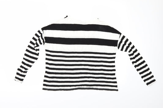 Topshop Womens White Striped Basic T-Shirt Size 6
