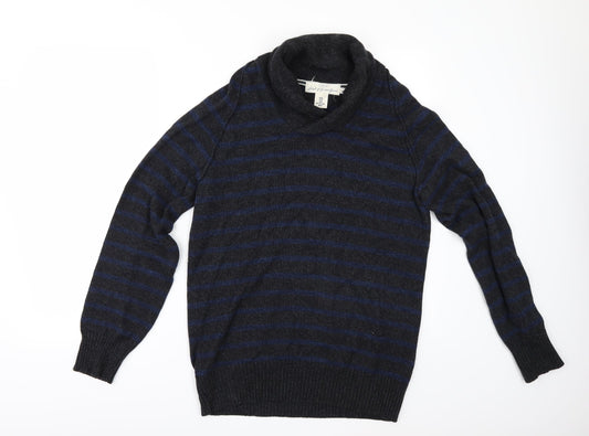 H&M Mens Grey Striped Pullover Jumper Size M