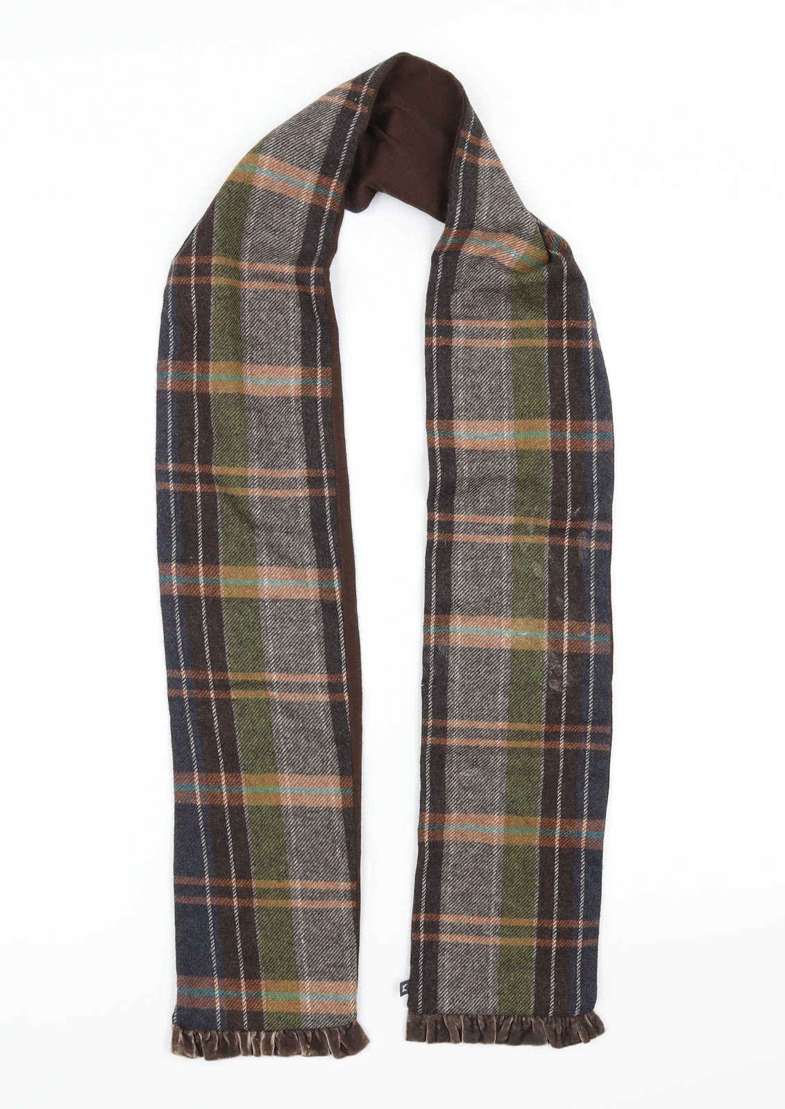 Preworn Unisex Brown Check Scarf