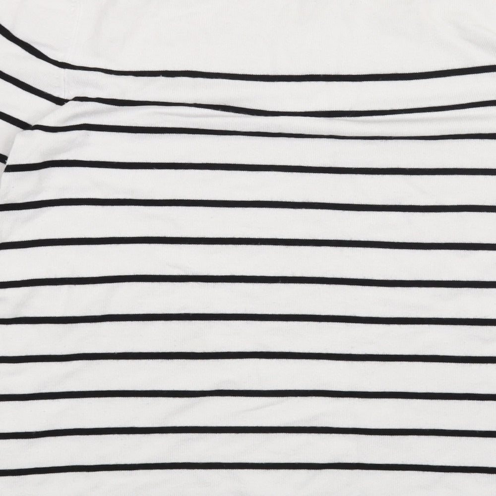 Brand and care label for Street One women’s white striped jumper, size UK 12