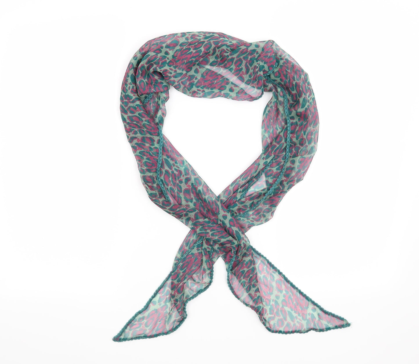 Front view of Preworn women’s green animal print scarf