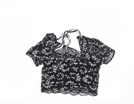 Preworn Womens Blue Floral Basic Blouse Size S