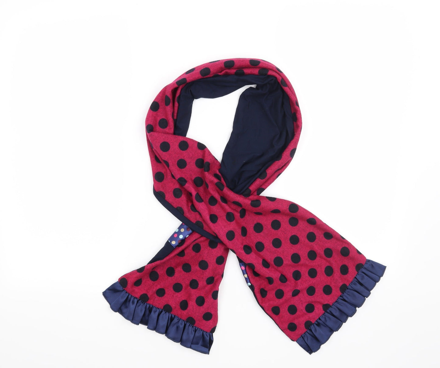 Front view of Preworn women’s pink polka dot scarf