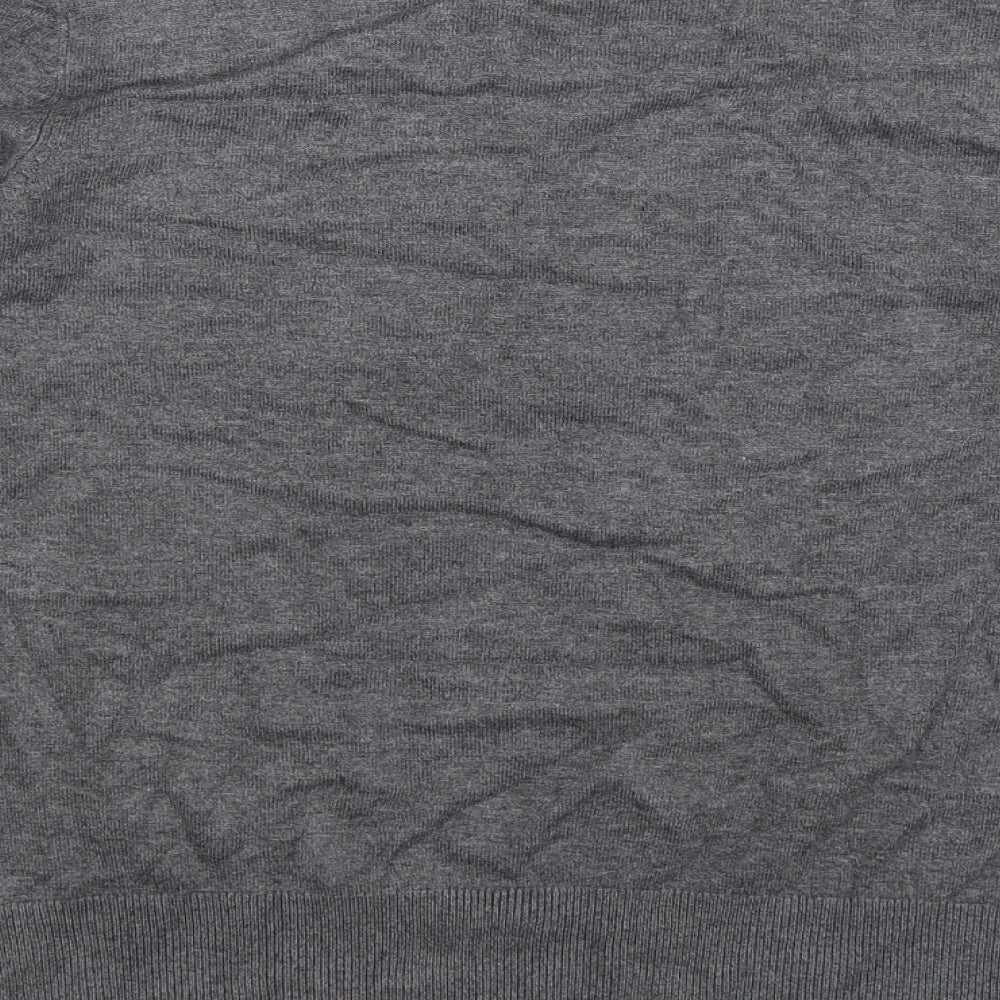 Brand and care label for H&M women’s grey knit jumper, size M