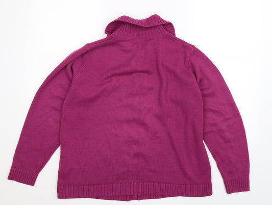 BM Womens Purple Knit Cardigan Jumper Size M