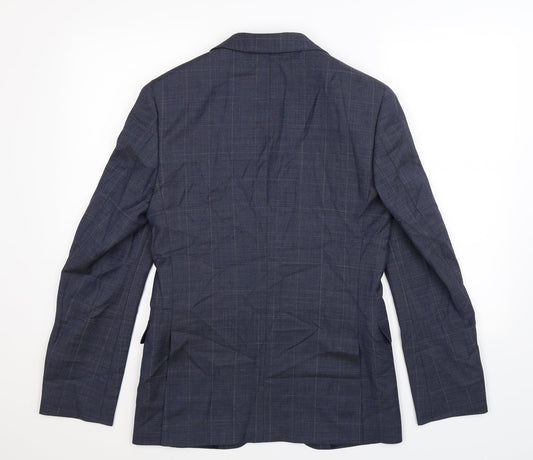 Marks and Spencer Mens Blue Check Jacket Suit Jacket Size 36