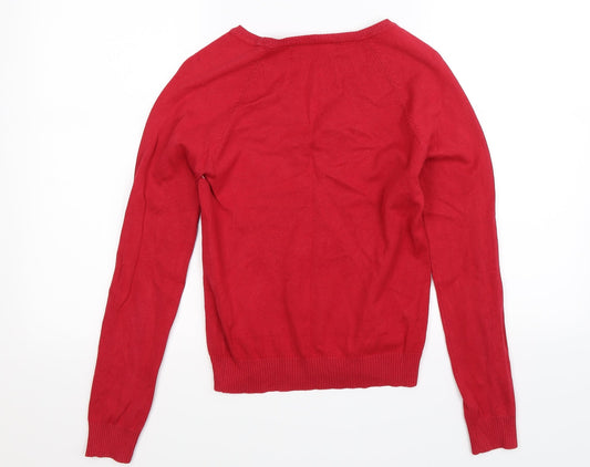 Zara Womens Red Knit Pullover Jumper Size S