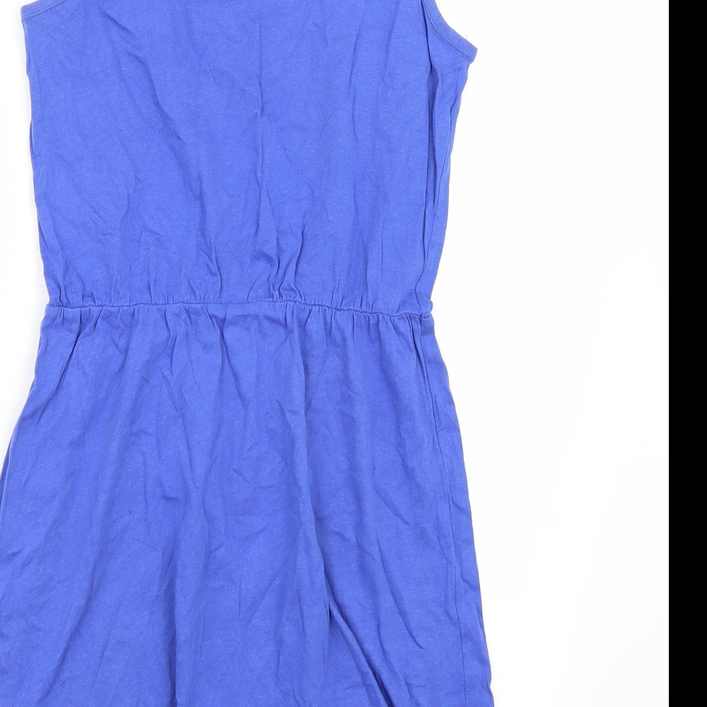 Brand and care label for Easy women’s blue a-line, size UK 10