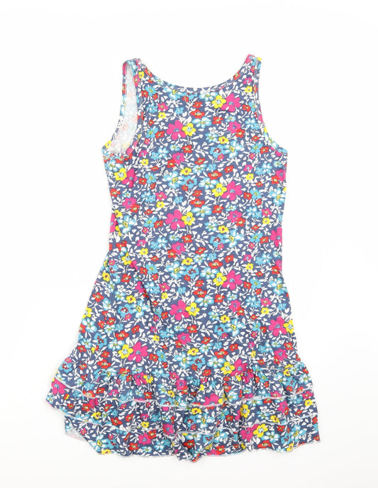Resort Womens Blue Floral A-Line Size 10