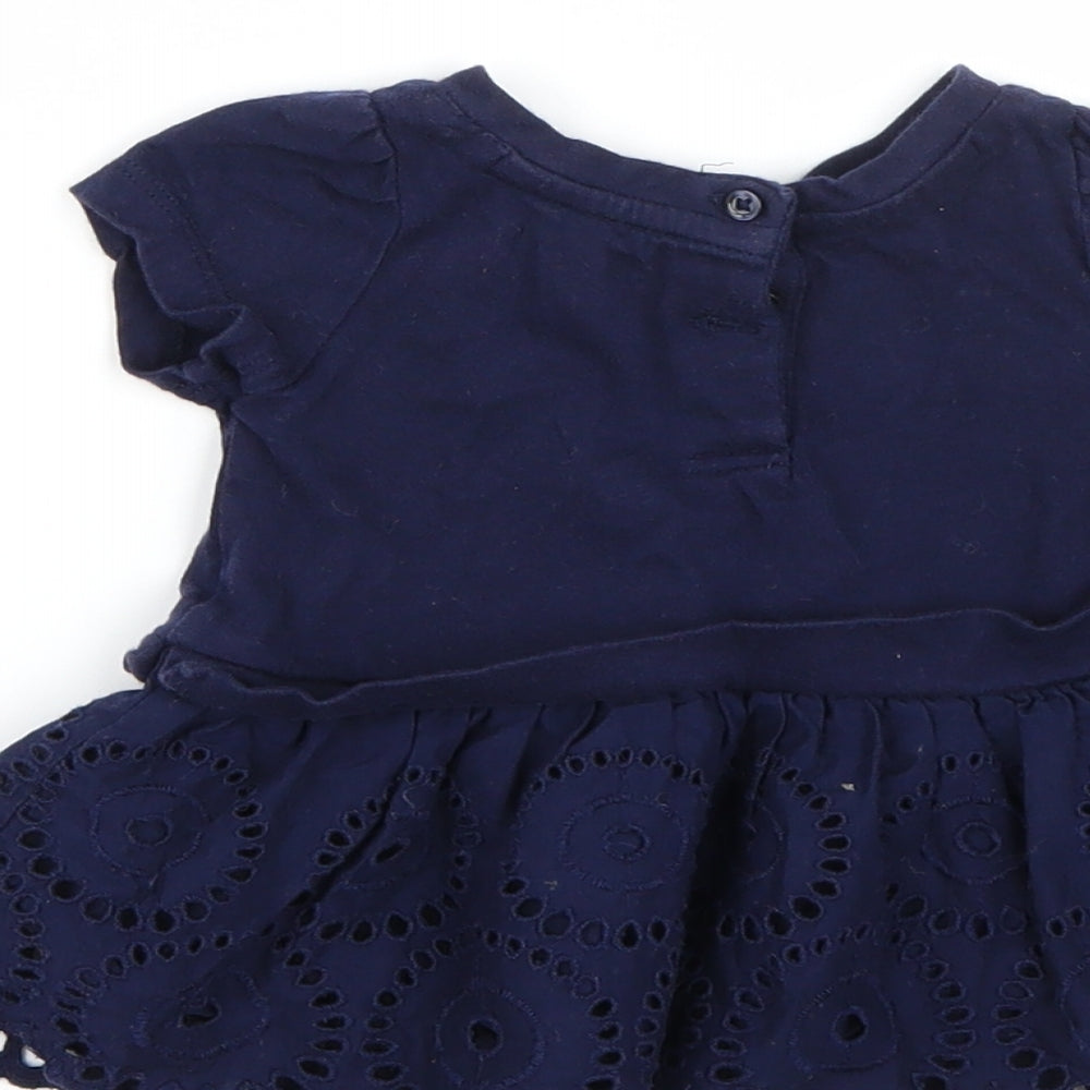 Brand and care label for Gap girls’ blue a-line, size 0-3, months