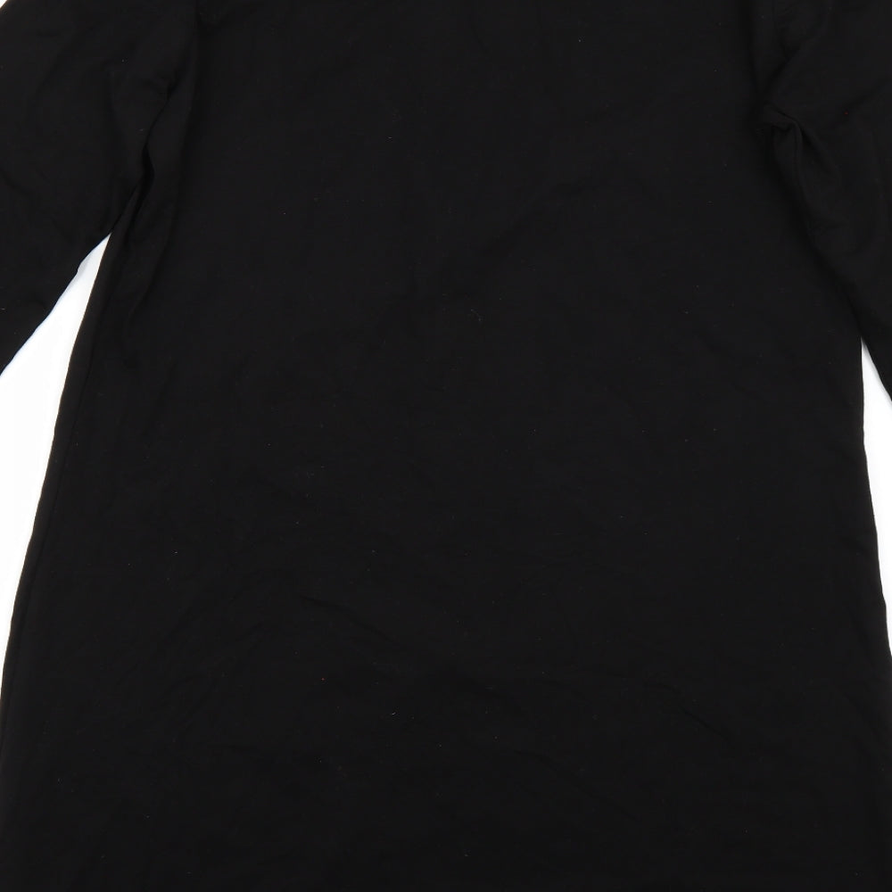 Brand and care label for Sunnyme women’s black rayon a-line, size XL
