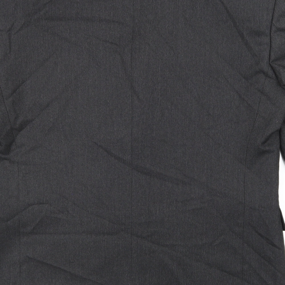 Brand and care label for Preworn men’s grey jacket suit jacket, size 38