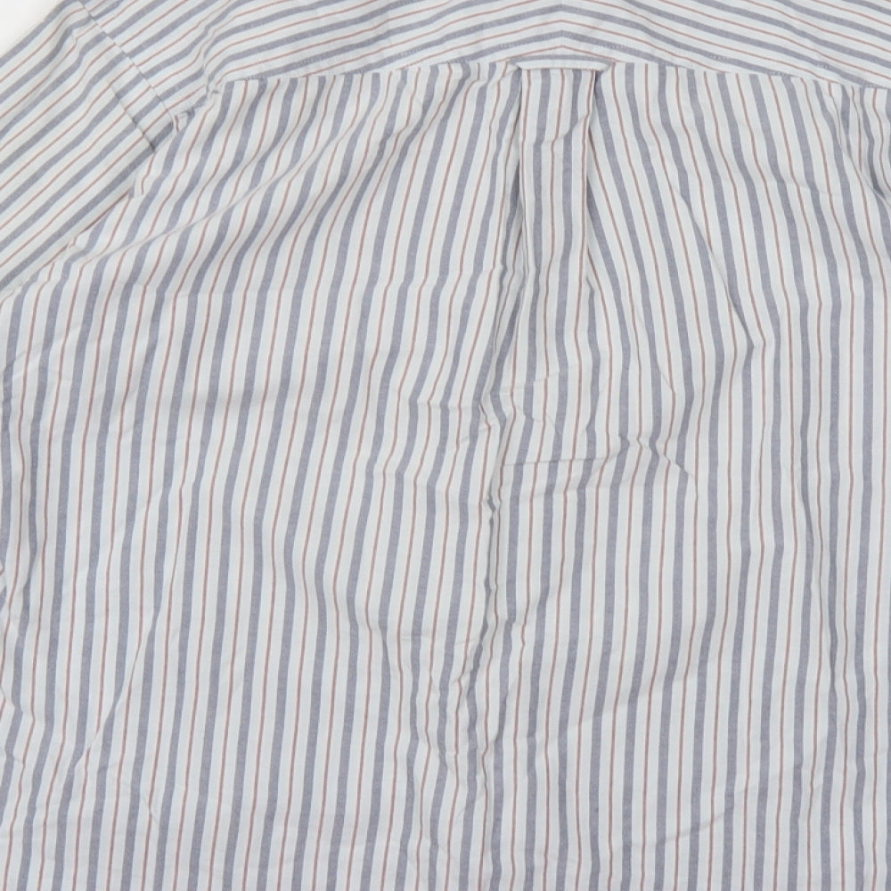 john ew Mens Blue Striped Button-Up Size M