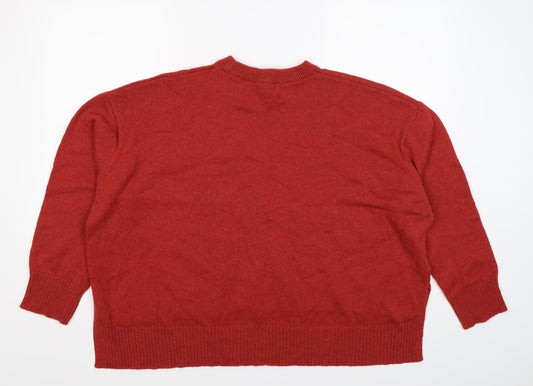 Marks and Spencer Womens Red Knit Pullover Jumper Size XL