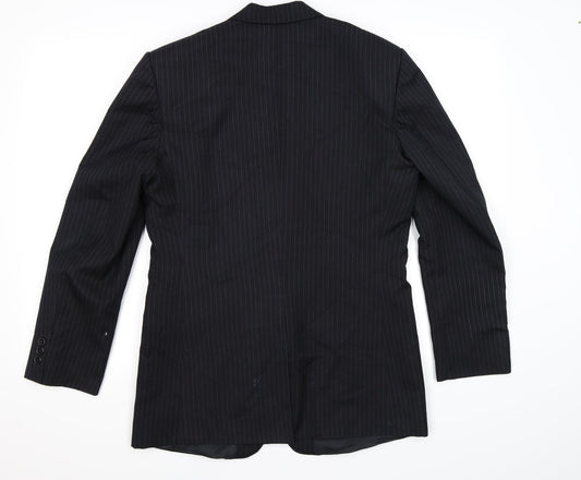 James Mens Black Striped Jacket Suit Jacket Size 38