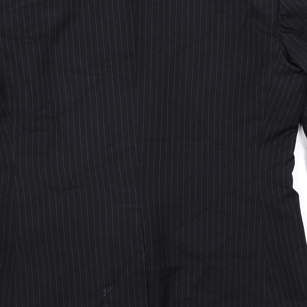 Brand and care label for James men’s black striped jacket suit jacket, size 38