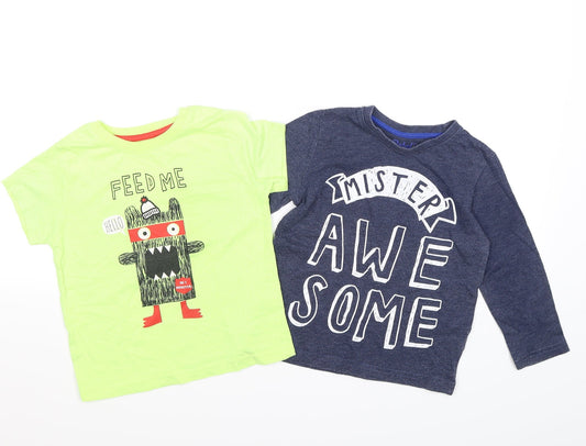 Rebel Boys Multicoloured Jersey Basic T-Shirt Size 2-3 Years - x 2