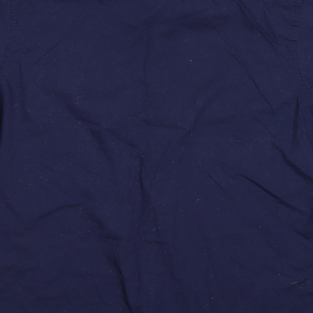 Brand and care label for gero men’s blue button-up, size L