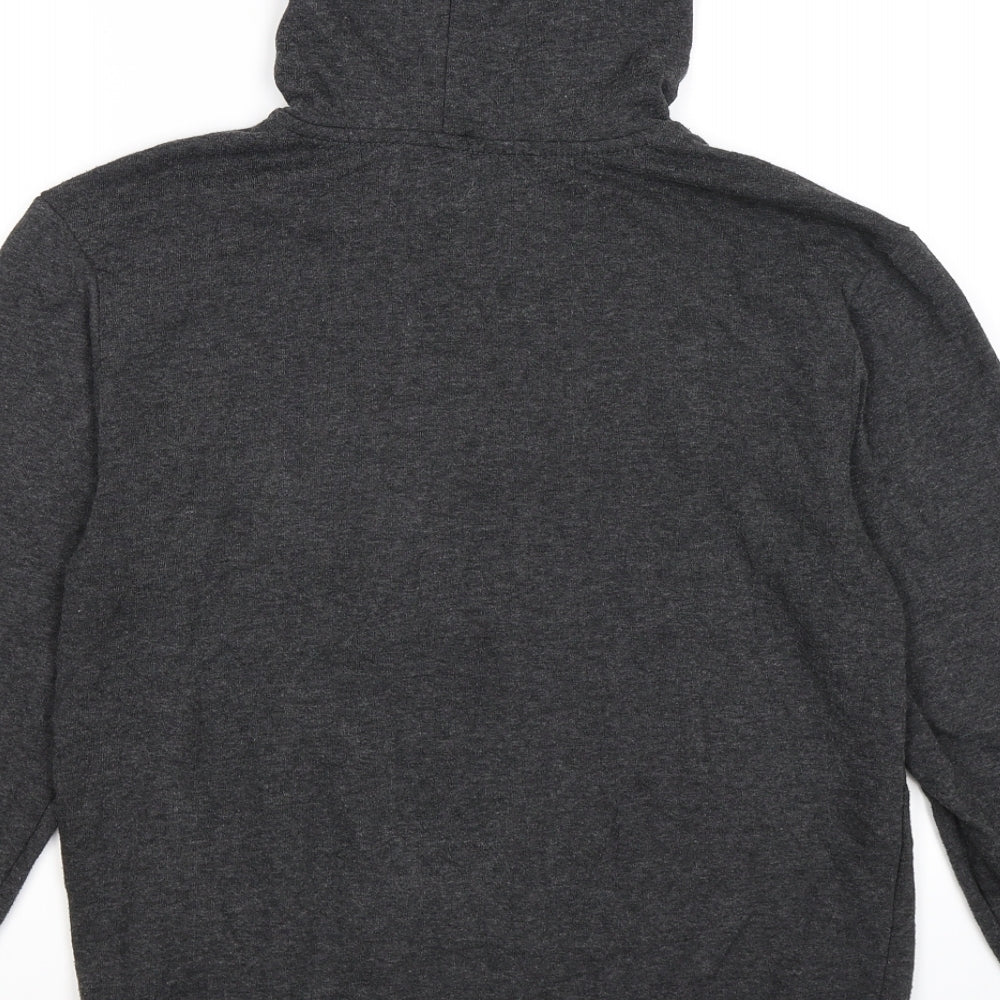 Brand and care label for all basics men’s grey jersey full zip hoodie, size S