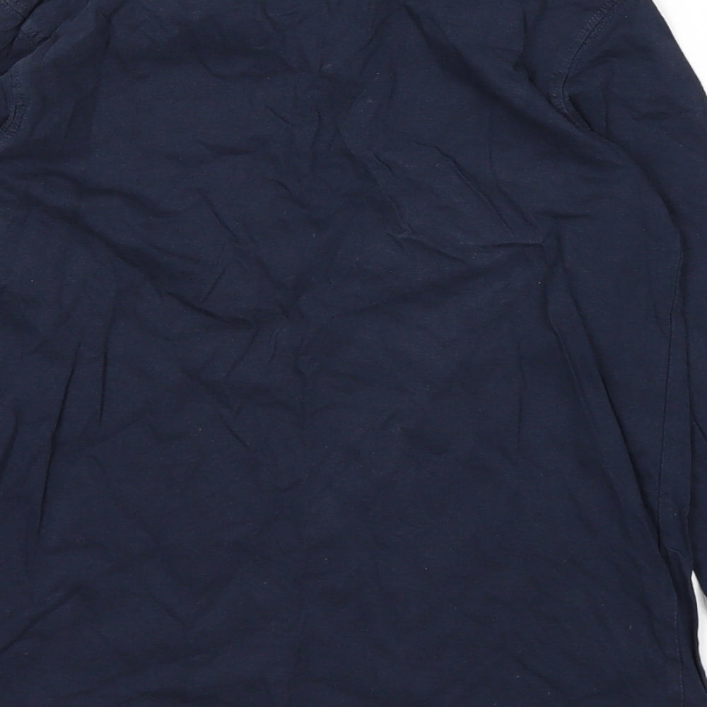 Brand and care label for Urban Supply boys’ blue basic t-shirt, size 8, years