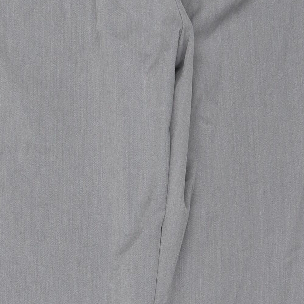 Brand and care label for Marks & Spencer women’s grey trousers, size UK 16, 29-inch leg