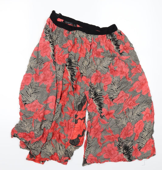 Additional front view of Topshop women’s pink floral paperbag shorts, size UK 10