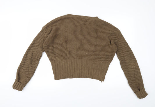 PRETTYLITTLETHING Womens Brown Pullover Jumper Size M